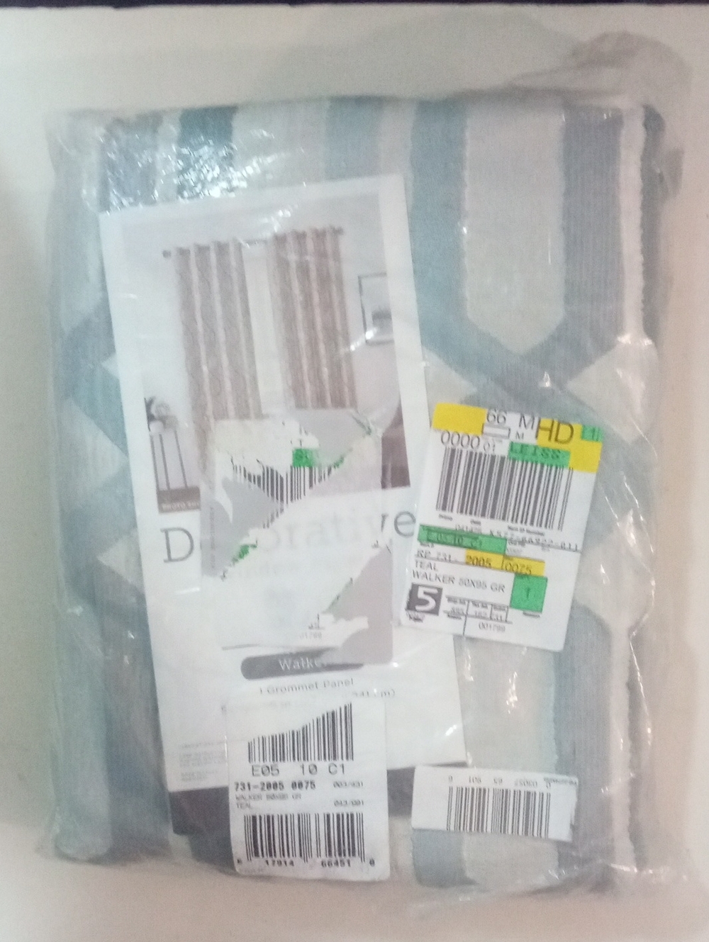 R Home Walker Teal Geometric Grommet Curtain Panel 95" NWT $60